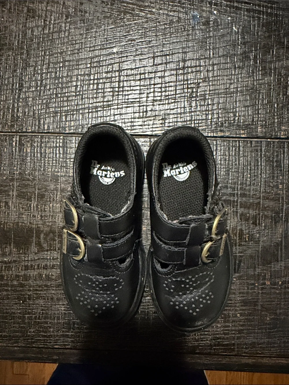 Dr. Martens Kids Black Double-Strap Leather School Shoes